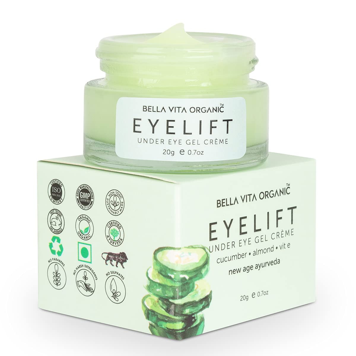 Bella Vita Organic EyeLift Under Eye Cream for Dark Circles, Puffy Eyes & Wrinkles, 20g