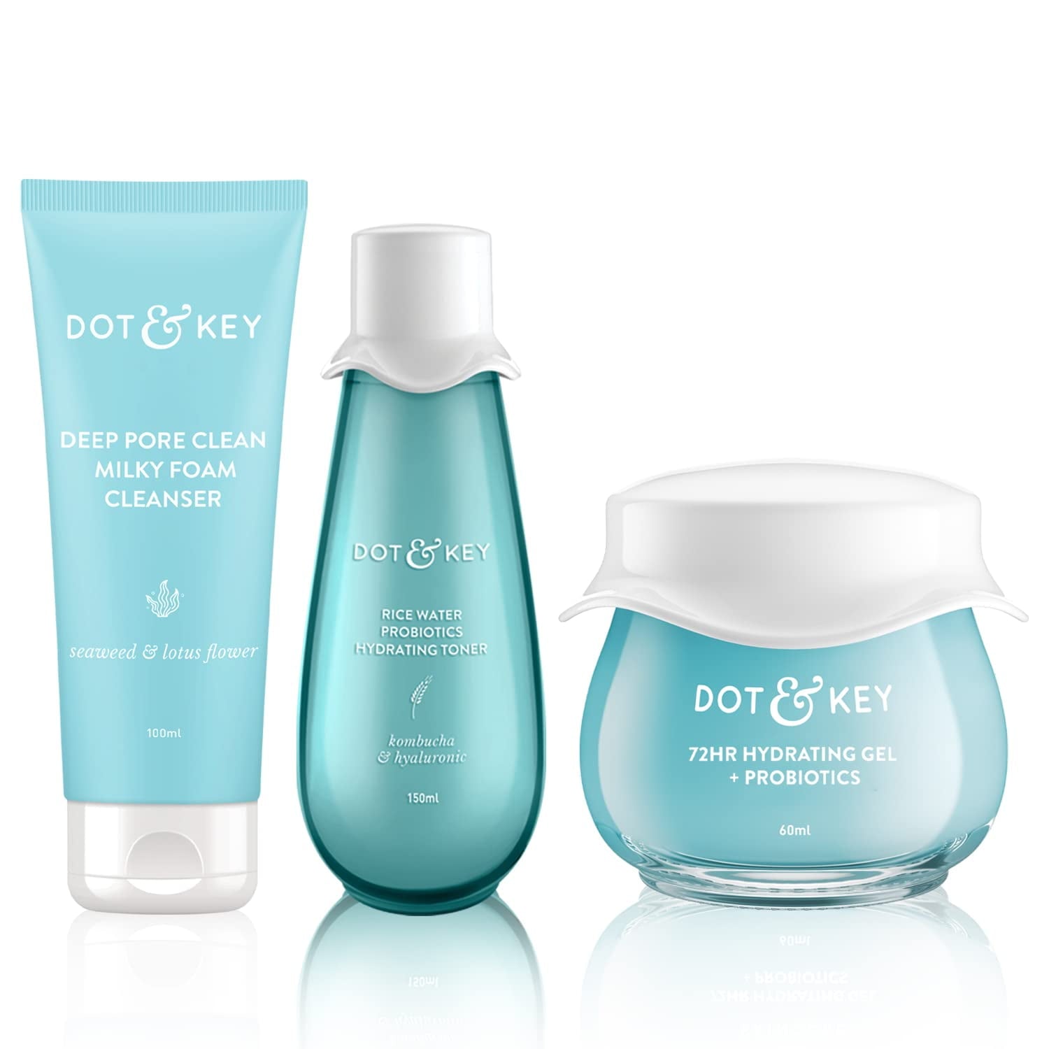 DOT & KEY Skin Hydration Ctm Kit | Cleanser 100Ml, Toner 150Ml, Liquidmoisturizer 60Ml