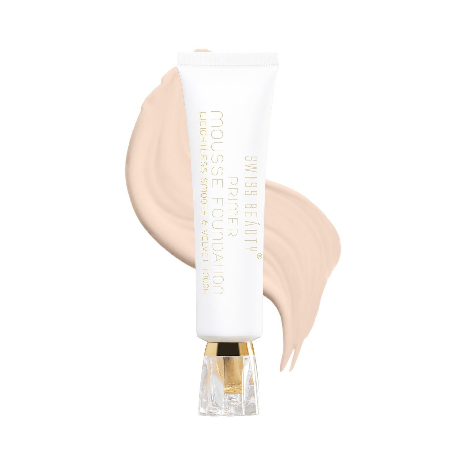 SWISS BEAUTY Primer Mousse Foundation Weightless Smooth & Velvet Touch, Face MakeUp, White