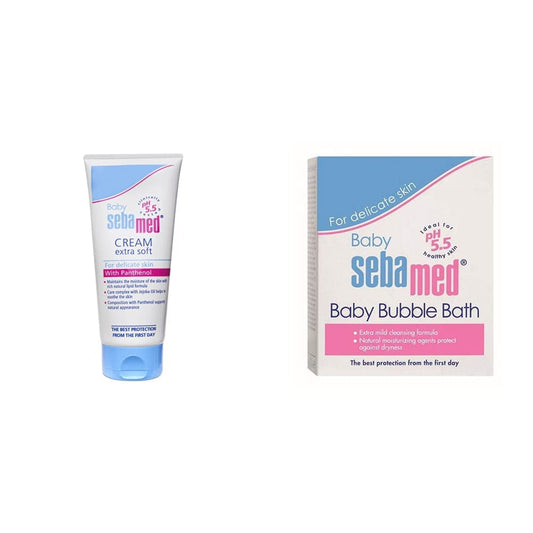 SebaMed Baby Cream, Extra Soft, 200ml & Baby Bubble Bath, 200ml