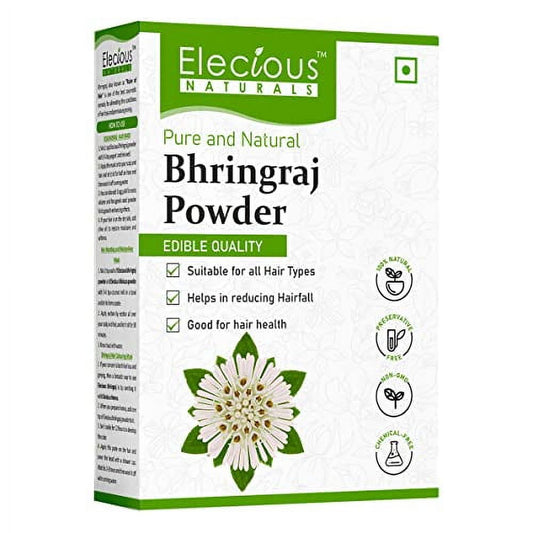 Elecious Bhringraj Powder for Hair Growth| Edible | Good for Hair Pack, HairOil and Oral C