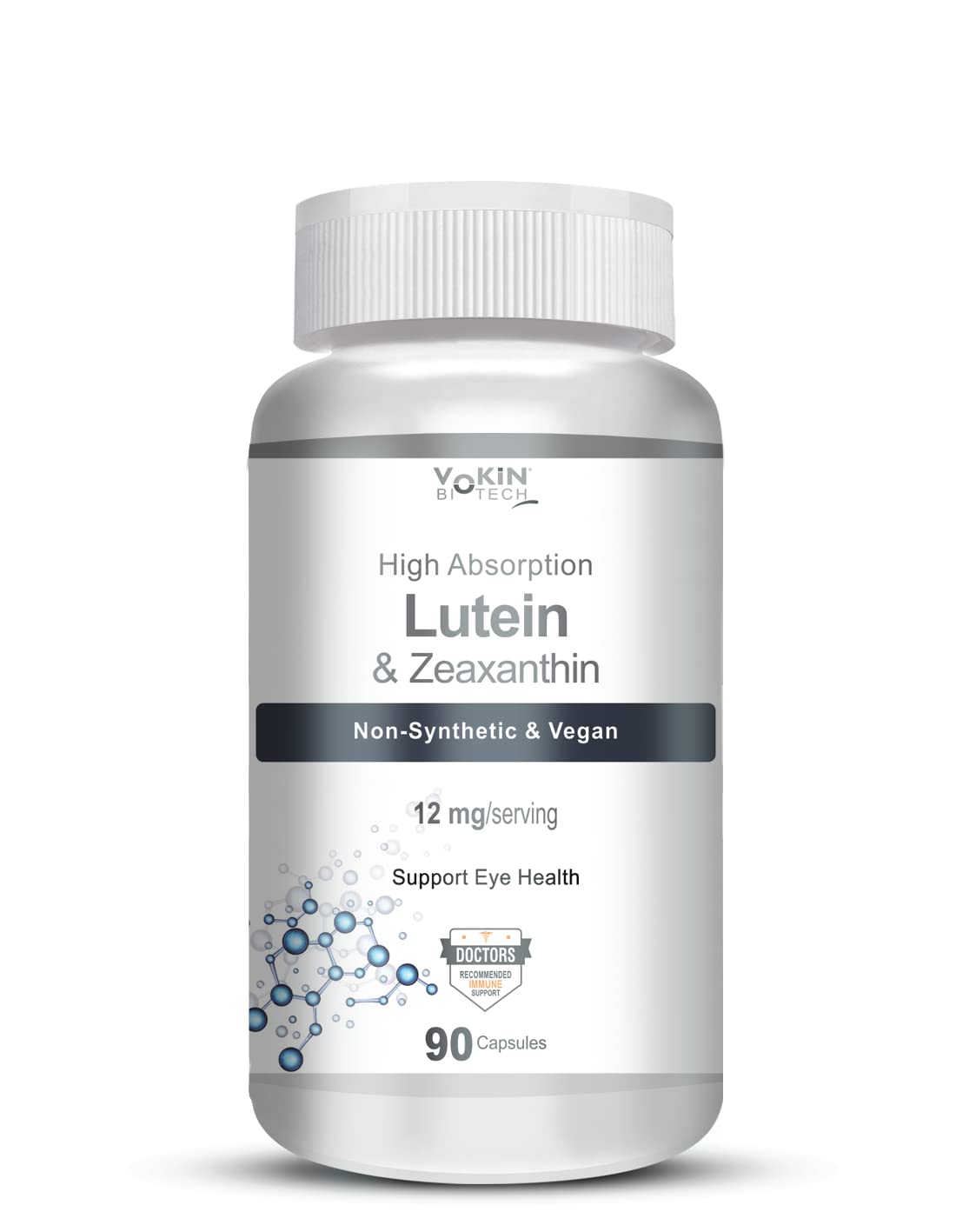 Vokin Biotech Lutein 12Mg With Zeaxanthin - Support Eyes Health - 90 Veg. Capsules (Pack O