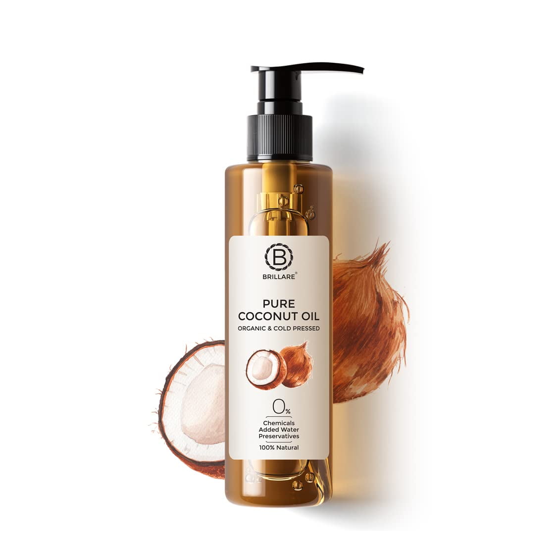 Brillare Pure Coconut Oil, Organic And Cold Pressed HairOil With Zero Chemicals, Rich In V