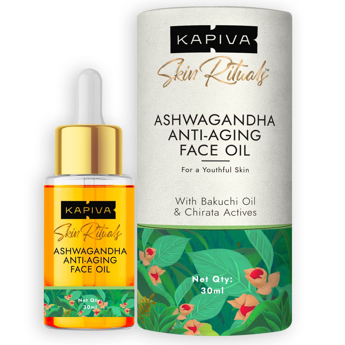 Kapiva Ashwagandha Anti-Aging Face Oil (30ml) | Plant Based Retinol | 100% Ayurvedic Oil f