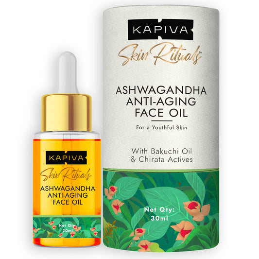 Kapiva Ashwagandha Anti-Aging Face Oil (30ml) | Plant Based Retinol | 100% Ayurvedic Oil f