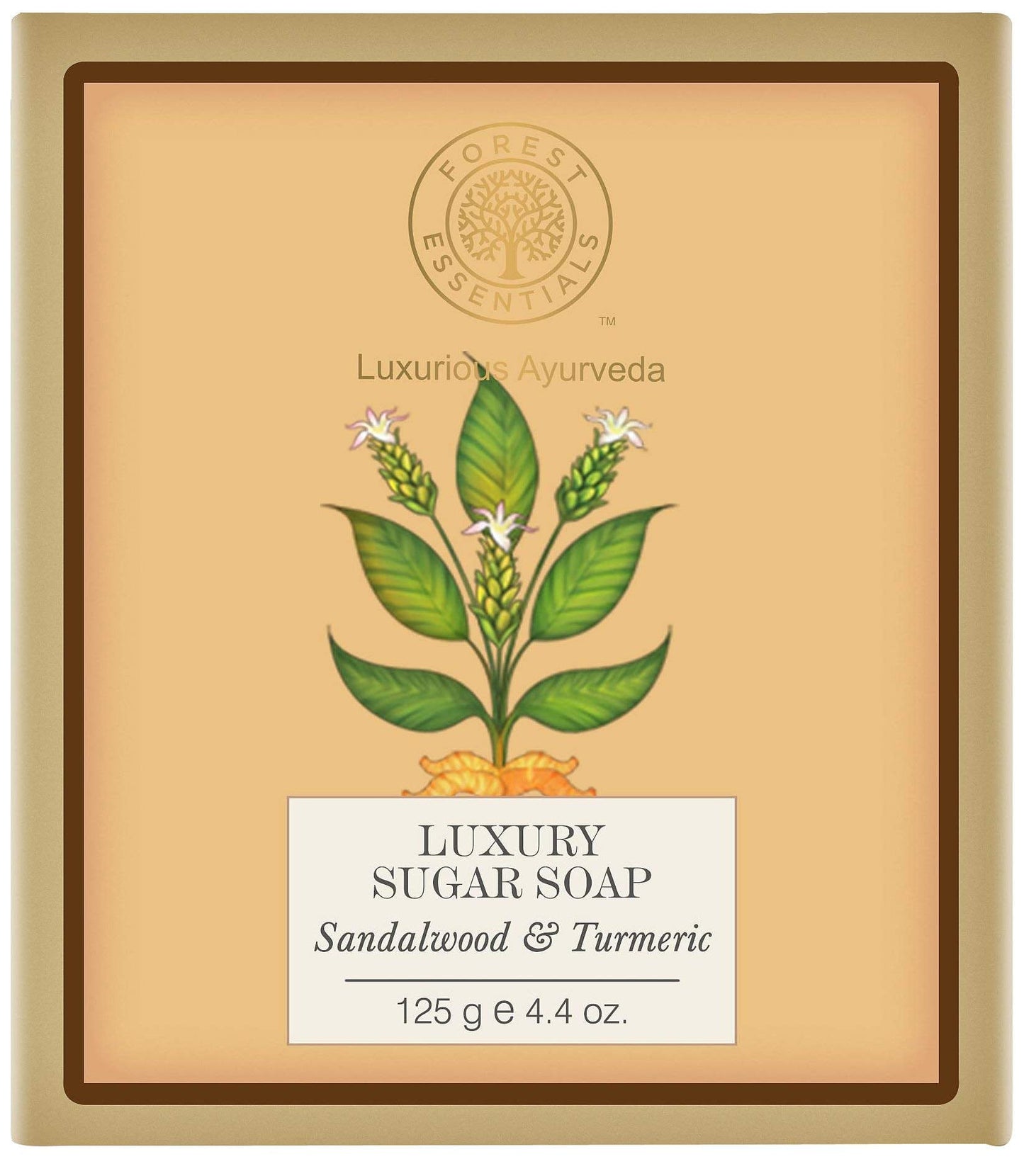 Forest Essentials Luxury Sugar Soap Sandalwood & Turmeric | Ayurvedic Luxury Handmade Soap