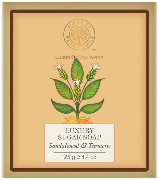 Forest Essentials Luxury Sugar Soap Sandalwood & Turmeric | Ayurvedic Luxury Handmade Soap