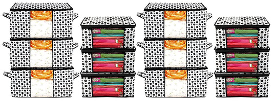 Kuber Industries Polka Dots Design 6 Piece Non Woven Saree Cover and 6 Pieces Underbed Sto