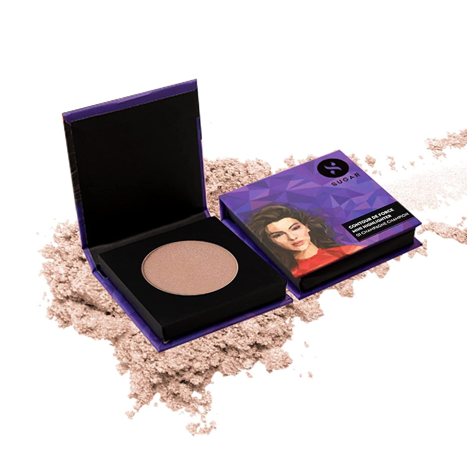 Sugar Cosmetics Contour De Force Mini Highlighter01 Champagne Champion (Champagne Gold)Lig