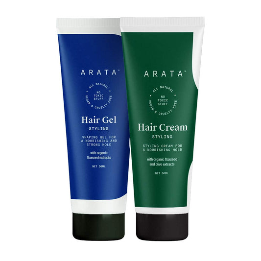 Arata Styling Hair Cream (50 ML) & Styling Hair Gel (50 ML) | Enhances Curl Pattern | Thic