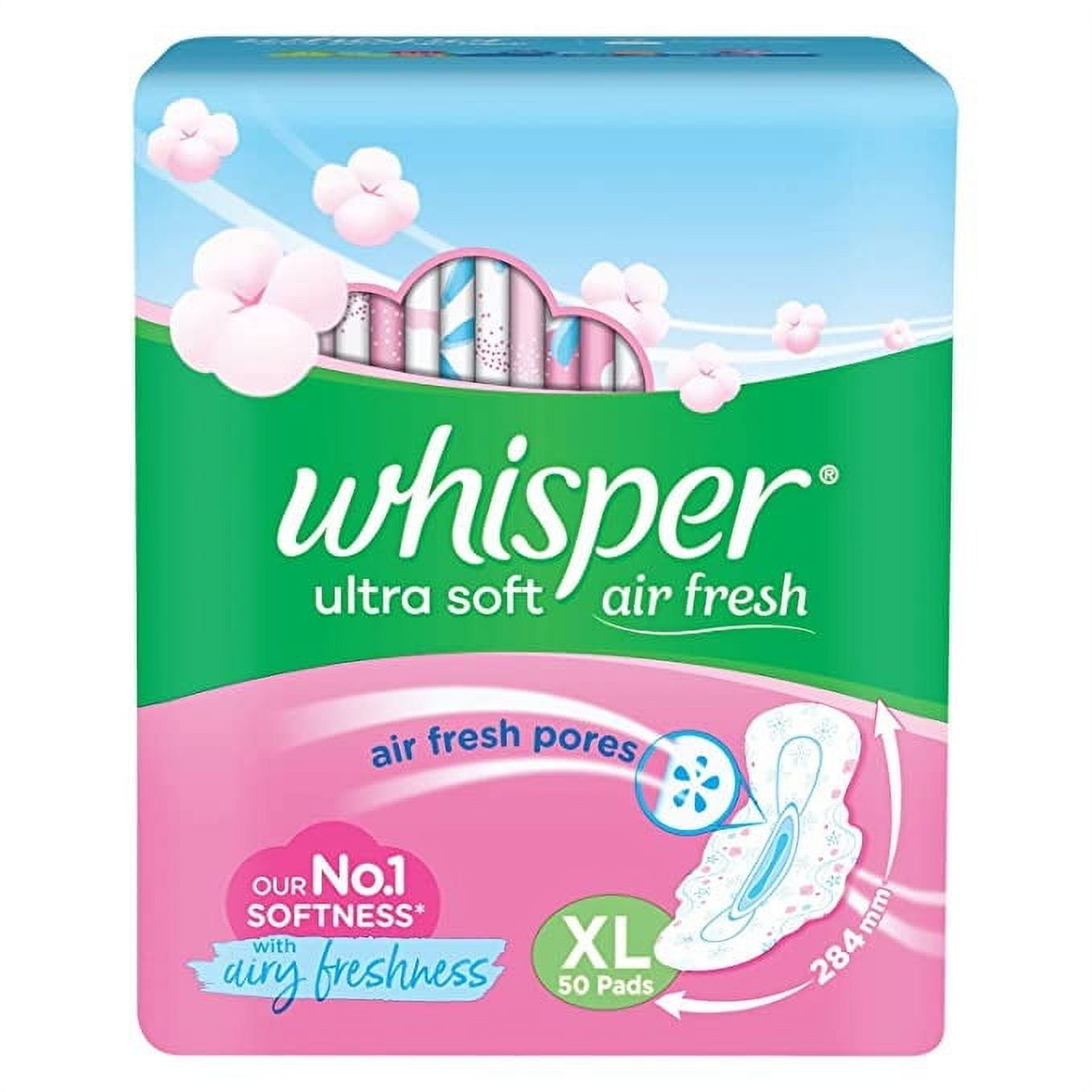 Whisper Ultra Skinlove Soft Sanitary Pads for Women|50 thin Pads|XL|Cottony soft|our #1 So