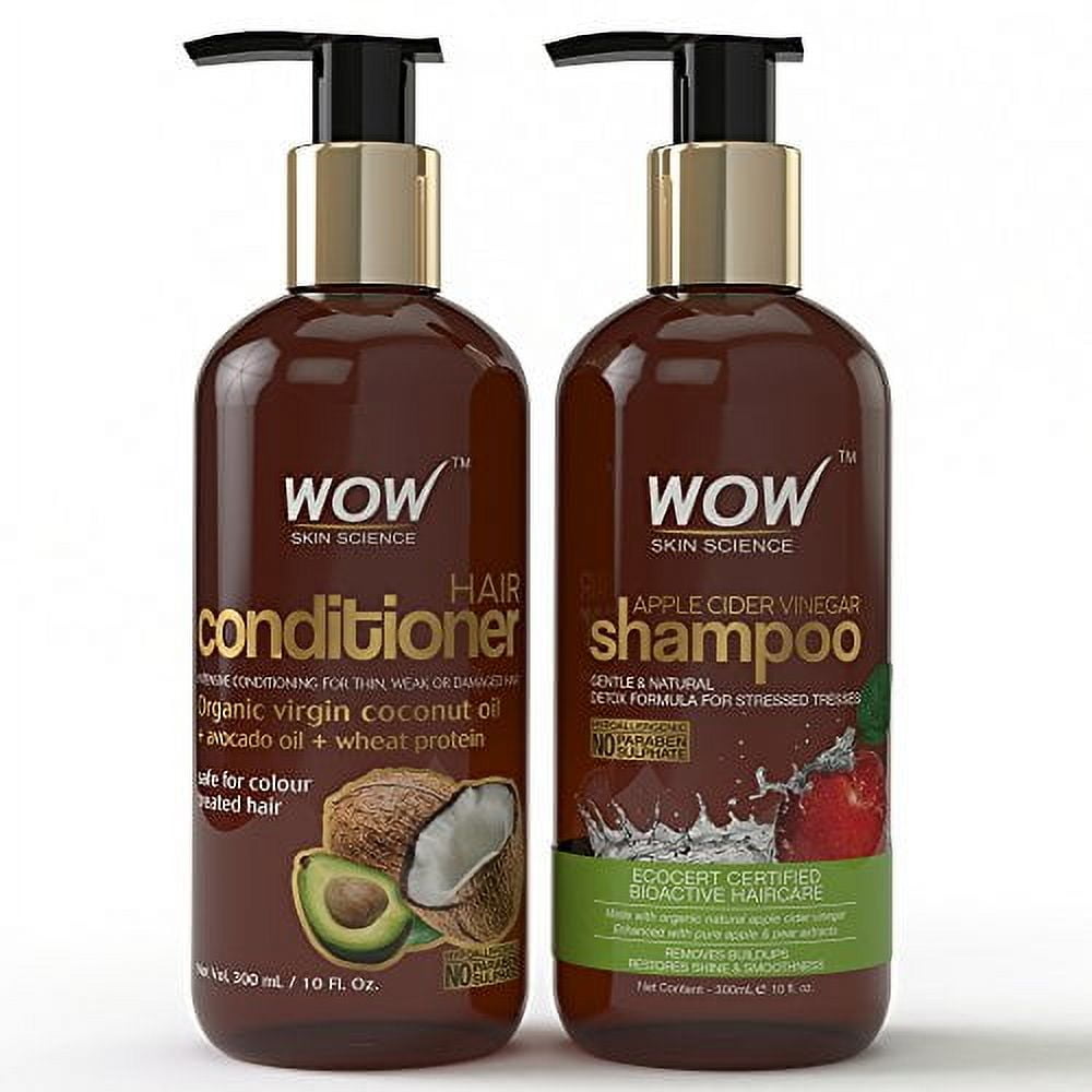 Wow Apple Cider Vinegar Hair Shampoo and Wow Hair Conditioner Set- Clarifying, Damage Repa