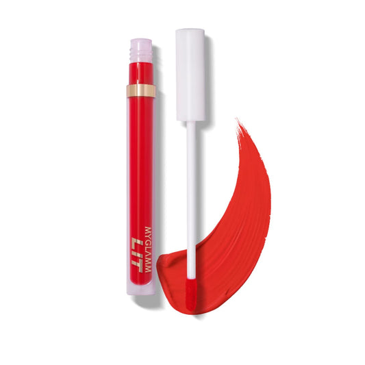 MyGlamm LIT Liquid Matte Lipstick-Snacc (Red)-3 ml | With Moringa Oil | 12HR Long-lasting