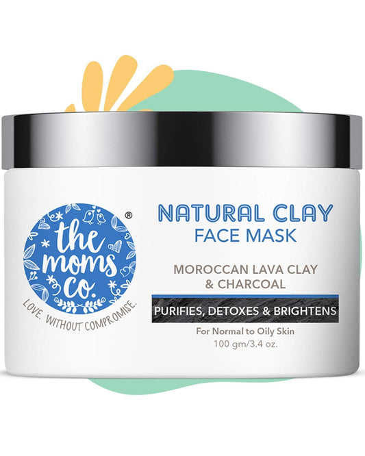 The Moms Co. Natural Clay FaceMask with Moroccan Lava Clay & Activated Charcoal | Control