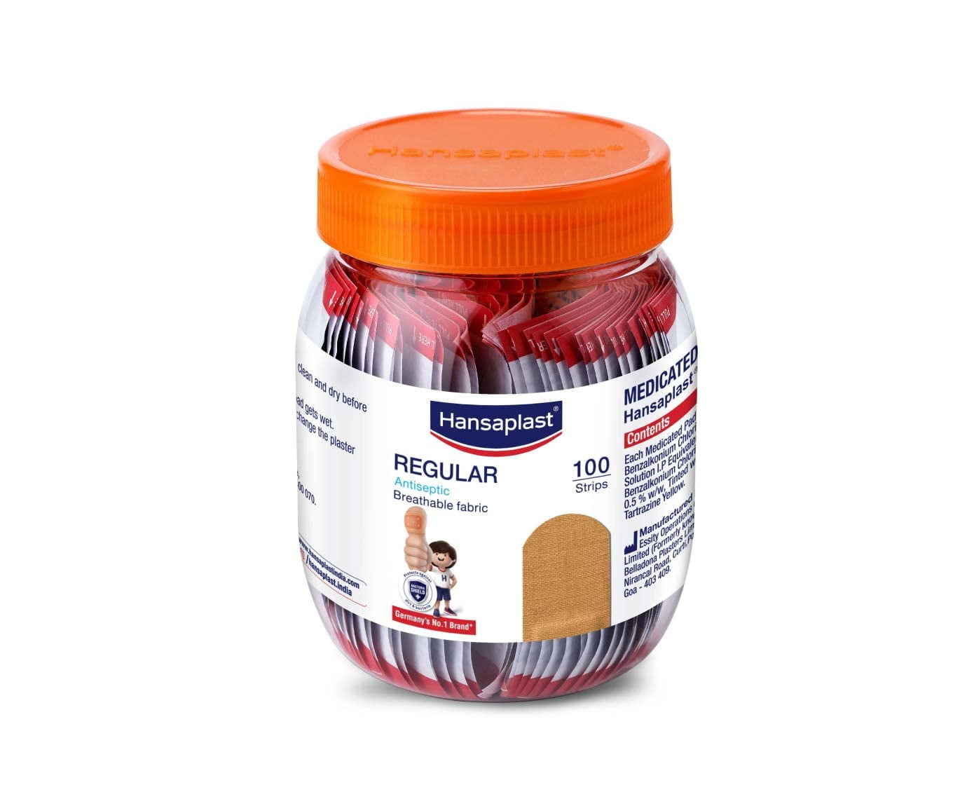 Hansaplast Regular Bandage Strips, Bandage For Cuts & Wounds | Breathable Fabric, 100 Stri