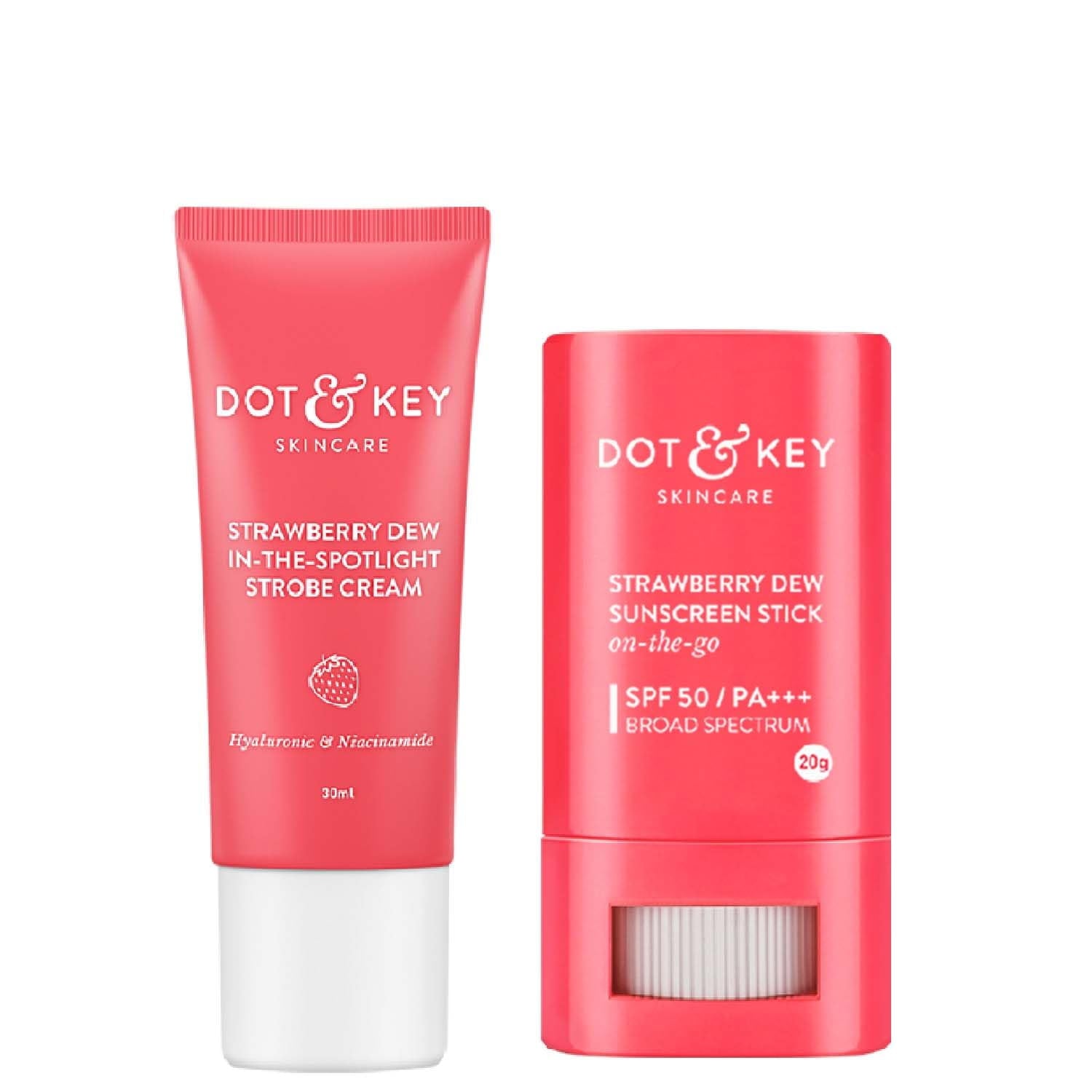 Dot & Key Strawberry Dewy Sunscreen Stick & Strobe Cream Skin Combo (2 Items In The Set)