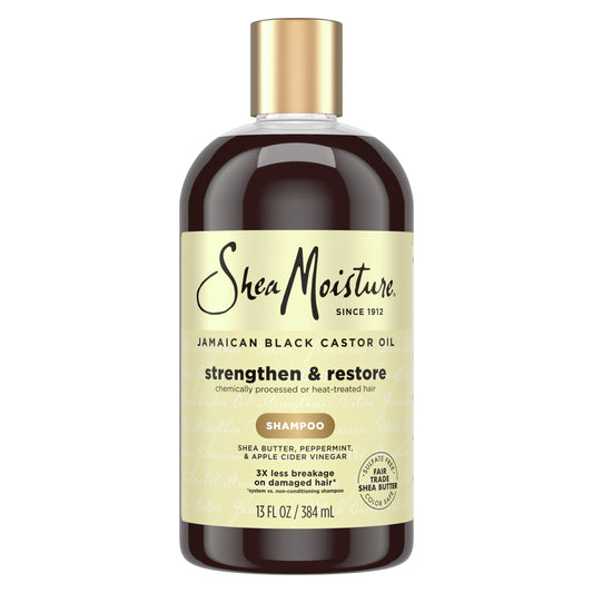 SheaMoisture Strengthen & Restore Shampoo 100% Pure Jamaican Black Castor Oil, 13 oz