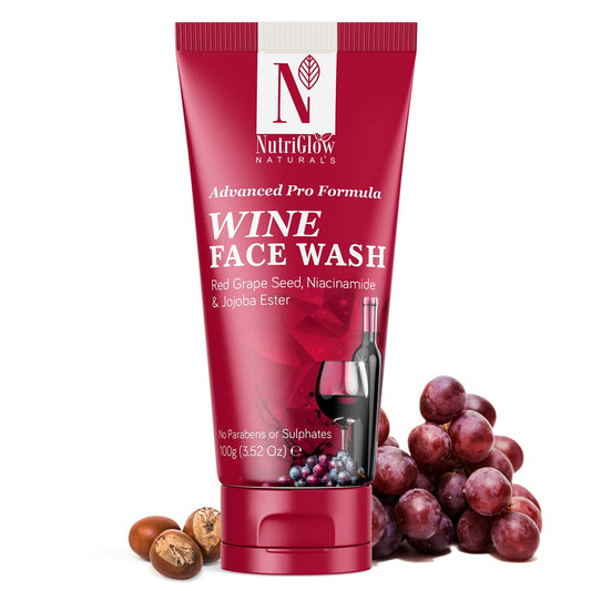 NutriGlow Naturalâ€™s Wine FaceWash for Daily Use with Niacinamide, All Skin Type, 3.5 oz