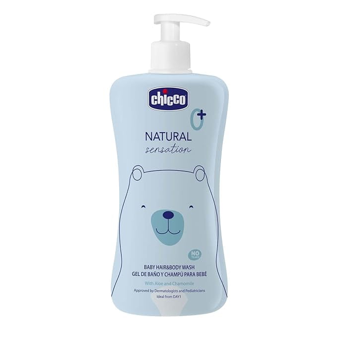 Chicco Natural Sensation Baby Bodywash & Shampoo with Aloe & Chamomile, 500 ml |Ultra Soft