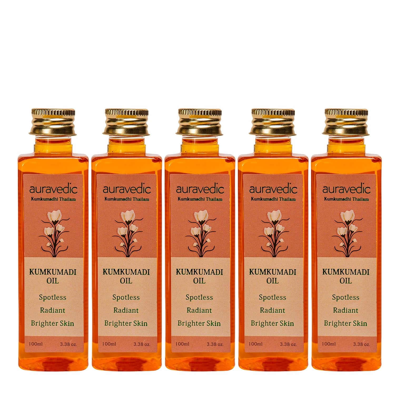Auravedic Kumkumadi Tailam For Face Kumkumadi Face Oil For Glowing Skin 100 Ml Pack Of 5 K