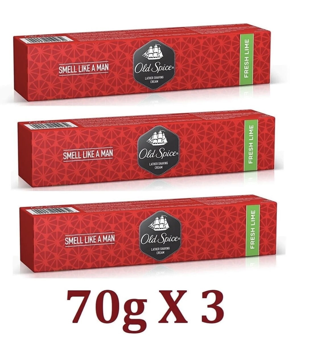 3 Pack Old Spice Lather Shaving Cream Tube Fresh Lime 70grams Smell like a Man