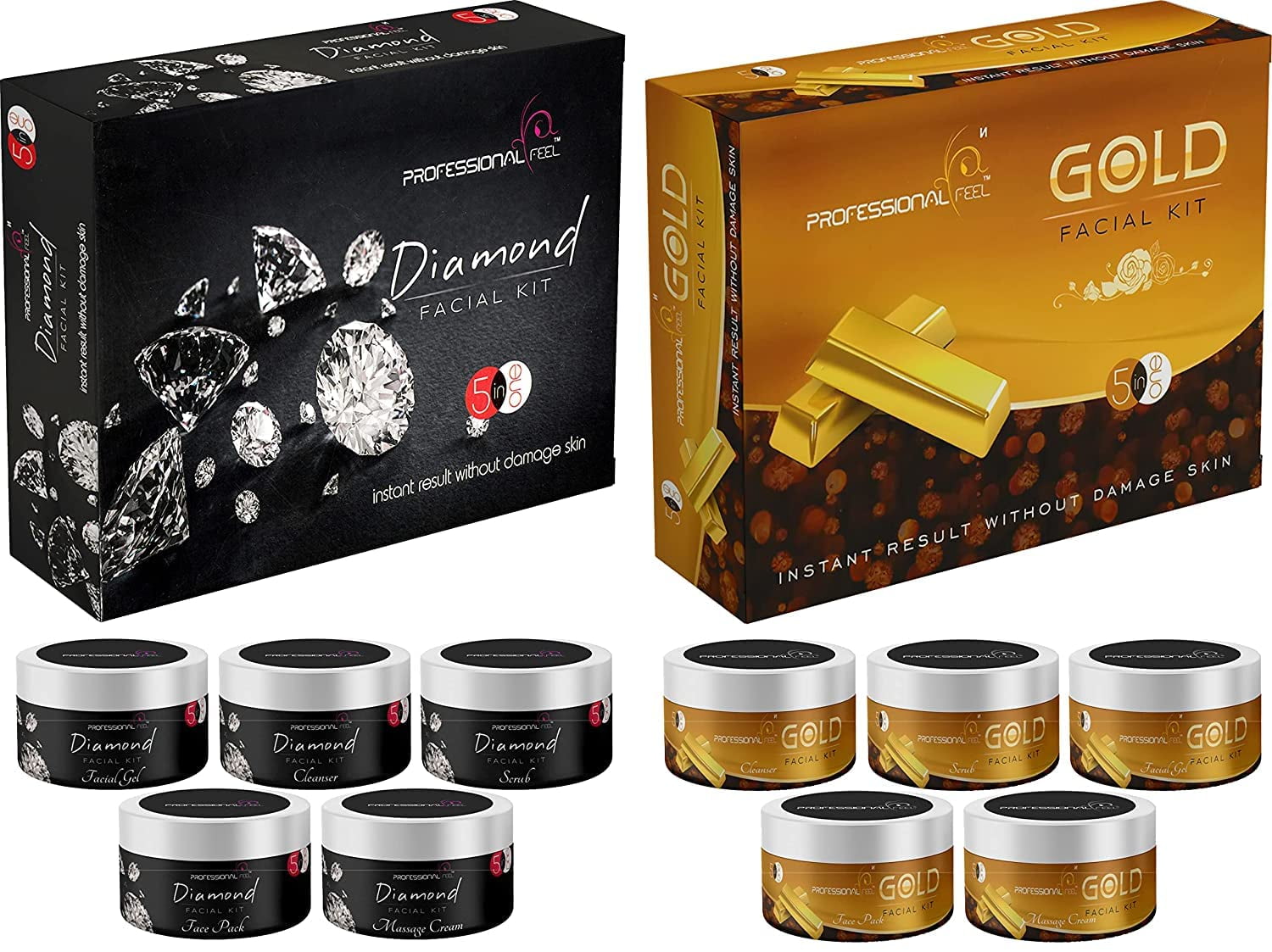 Professional Feel Diamond + Gold Facial Kit, Sp. Combo For Women (250 + 250 Gm)