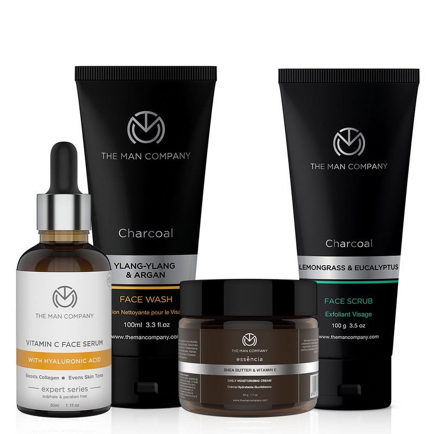 The Man Company Face in Point Facial Kit with Vitamin C Serum, Charcoal FaceWash & Face Sc