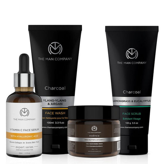 The Man Company Face in Point Facial Kit with Vitamin C Serum, Charcoal FaceWash & Face Sc