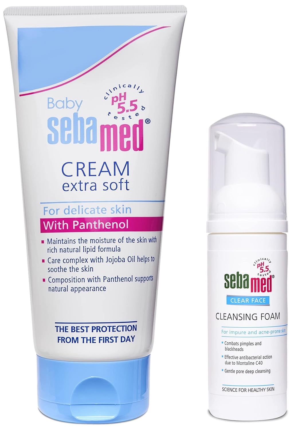 SebaMed Baby Cream, Extra Soft, 200ml & Clear Face Foam, 50ml