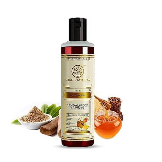 Khadi Natural Sandalwood & Honey BodyWash | Gentle Shower Gel for Healthy Skin 210 ML