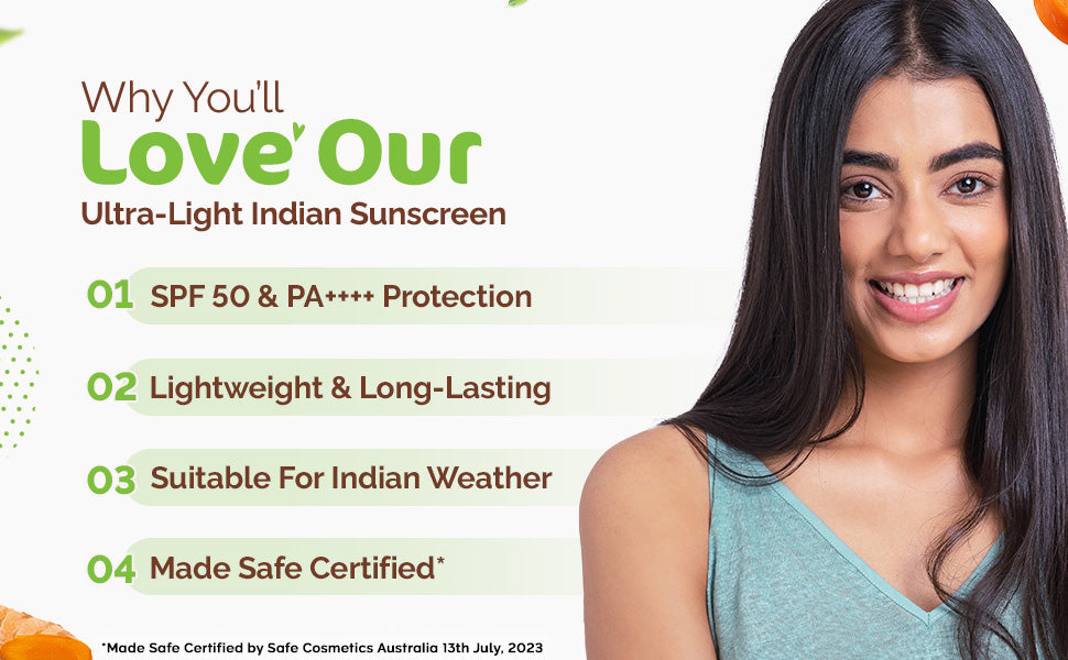 Mamaearth Ultra Light Indian Sunscreen: Carrot Seed & Turmeric, 80 g, SPF 50 PA++++