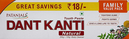 Patanjali Dant Kanti Natural Toothpaste - 200 g with Body Cleanser - 100 g