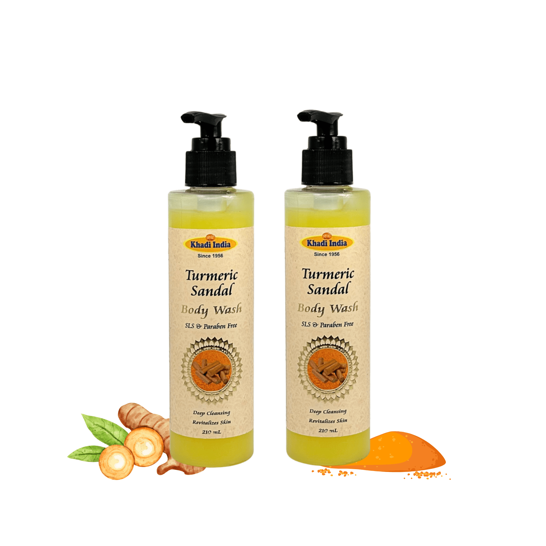 Khadi India Turmeric Sandal BodyWash: Natural Cleanse and Potential Skin Benefits (210ml,