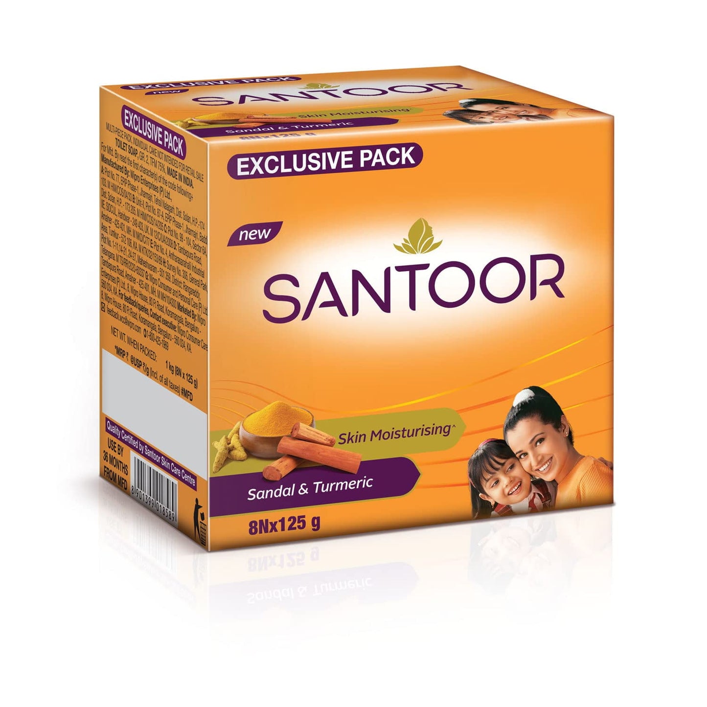 Santoor Sandalwood and Turmeric Bath Soap for Younger Looking and Glowing Skin, Combo Offe