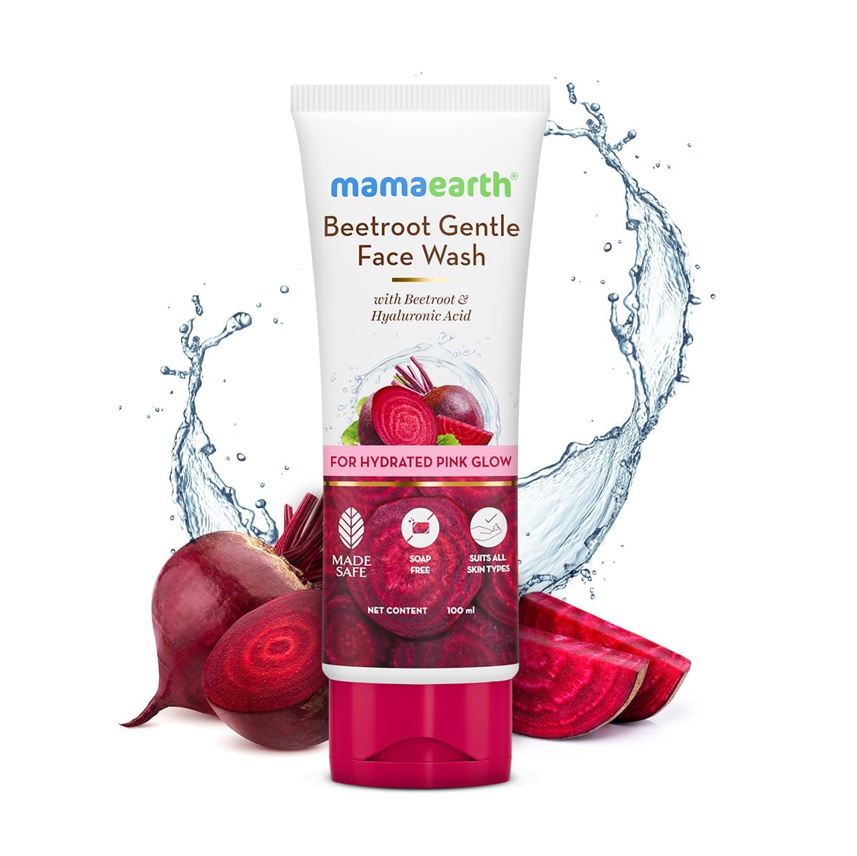 Mamaearth Beetroot Gentle FaceWash with Hyaluronic Acid for Hydrated Pink Glow 100 Ml