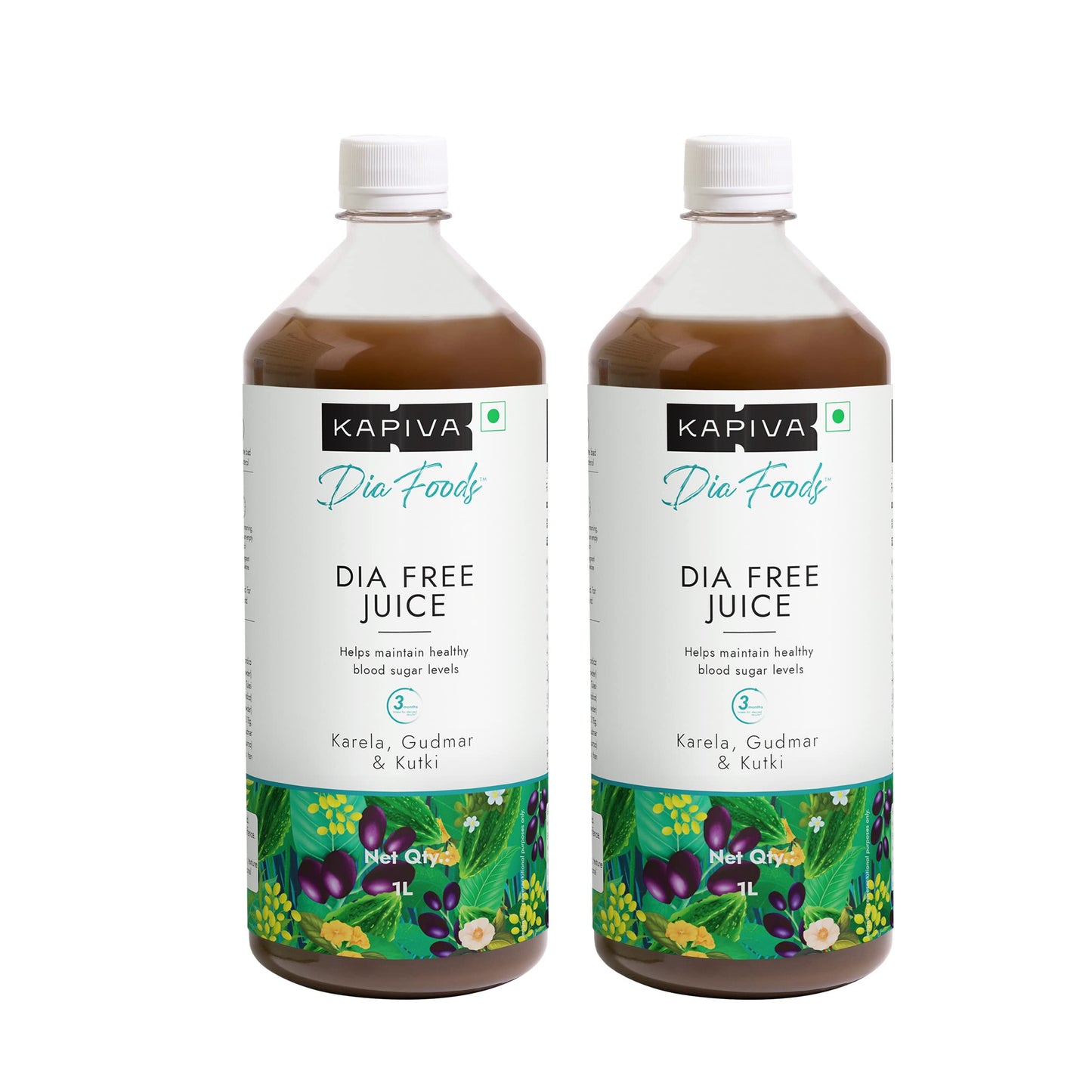 Kapiva Dia Free Juice -(2L) | For Holistic Diabetes Care | Amla, Karela, Jamun, Guduchi & 7 More - Super Saver