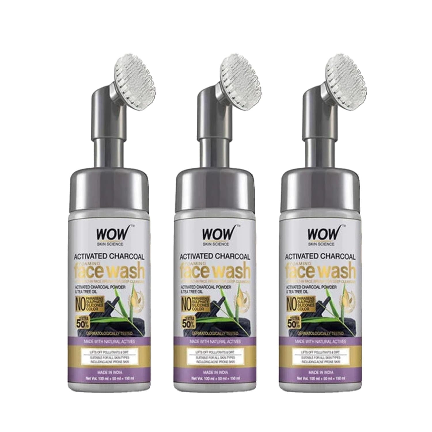 Wow Skin Science Charcoal Foaming FaceWash|Built In Brush For Deep Cleansing|All Skin Type