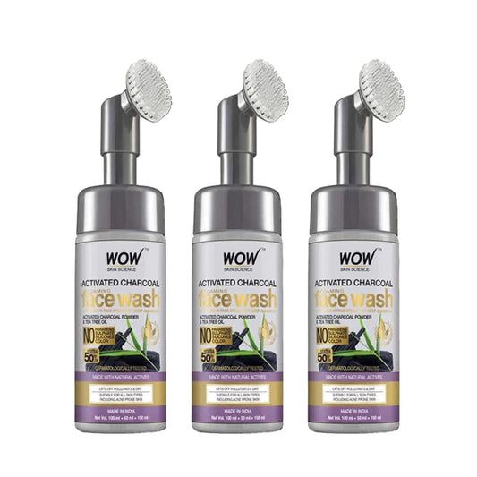 Wow Skin Science Charcoal Foaming FaceWash|Built In Brush For Deep Cleansing|All Skin Type