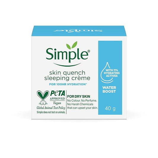 Simple Water Boost Skin Quench Sleeping CrÃ¨me 40g For 100HR Hydration For Normal to Dry S