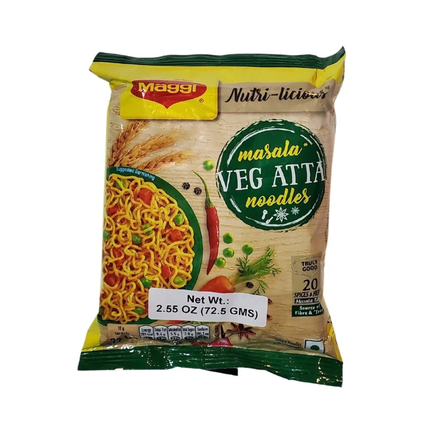 Maggi Masala Veg Atta Noodles 72.5g (Pack of 12)