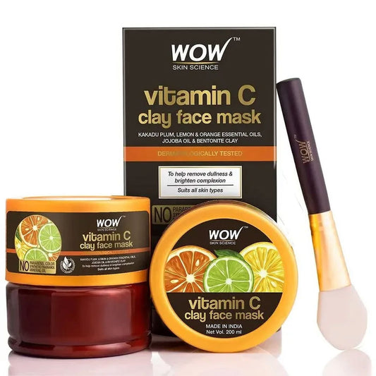 Wow Skin Science Vitamin C Clay FaceMask for Dullness, Skin Brightening & Pore Cleansing -