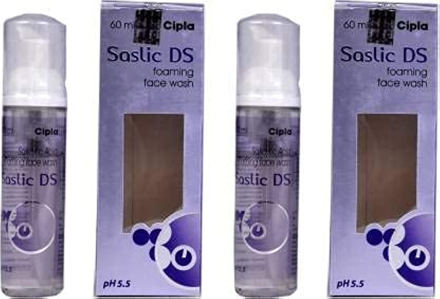 Cipla Saslic Ds Foaming FaceWash 60 ml (Pack of 2), from Life Line Medicos
