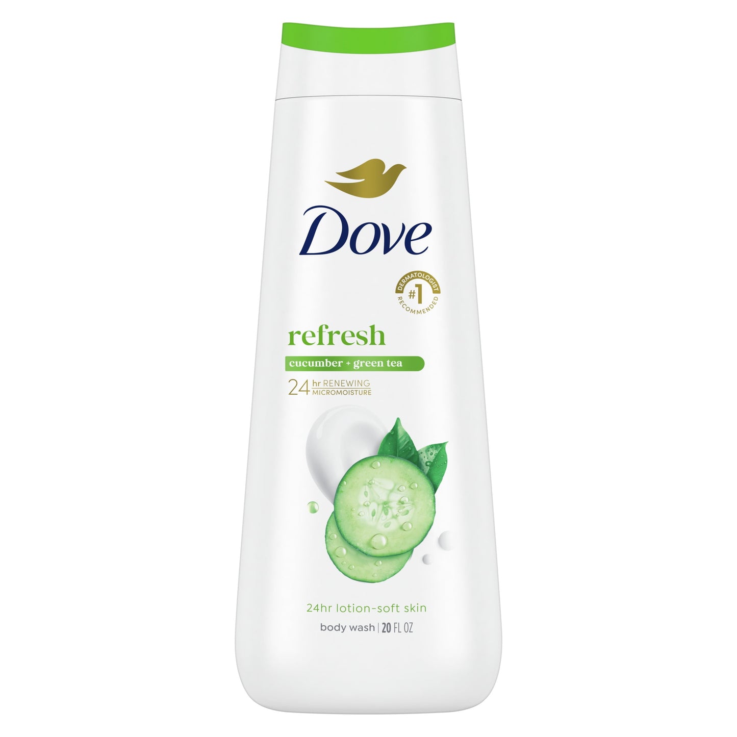 Dove BodyWash for Women Moisturizing Refresh Cucumber & Green Tea Cleanser All Skin, 20 oz