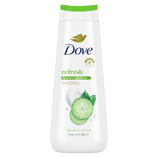 Dove BodyWash for Women Moisturizing Refresh Cucumber & Green Tea Cleanser All Skin, 20 oz