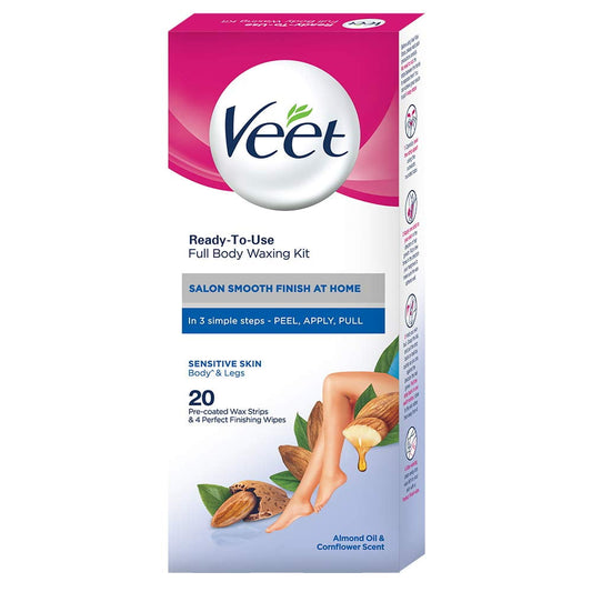 Veet Full Body Waxing Kit for Sensitive Skin - 20 Strips (Pack of 2)