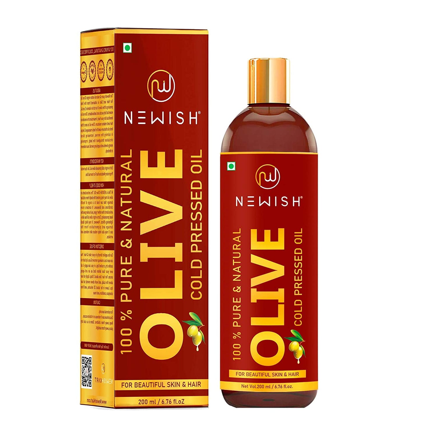 Newish Pure Cold Pressed Olive Oil For Hair and Skin,200ml (Olive Oil)