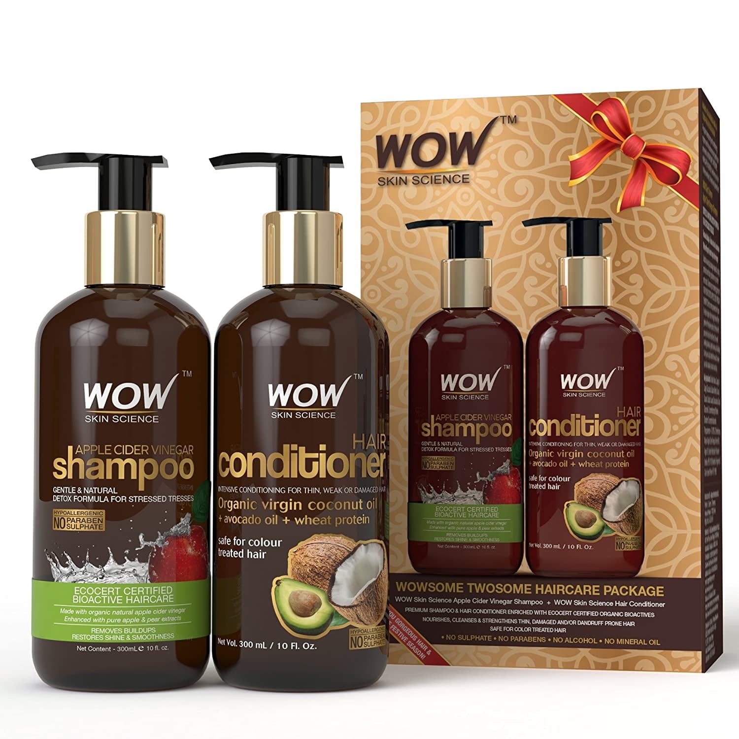Wow Skin Science Apple Cider Vinegar Shampoo and Hair Conditioner Combo