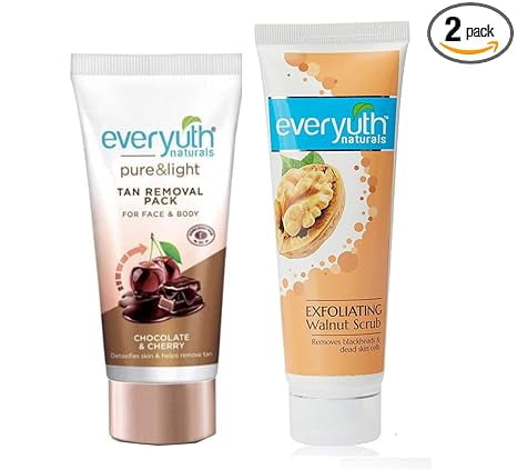 Everyuth Exfoliating Walnut Scrub, 50gm and Chocolate & Cherry FacePack, 50g, Combo Pack