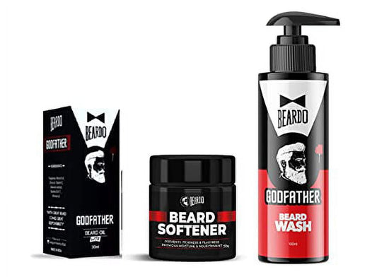 Beardo Beard Care Regime (Set of 3) | Godfather Oil 30ml, Beard Softener 50g, Godfather Wa