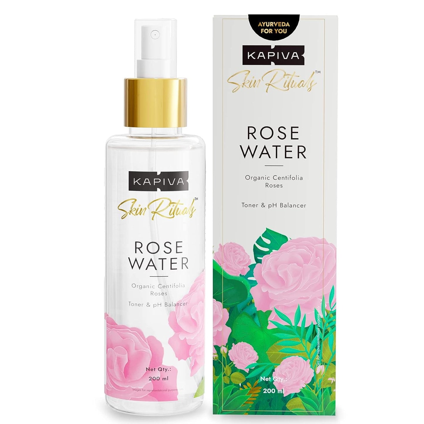 Kapiva Organic Rose Water/Gulab Jal Spray (200 ml) | Premium Face Mist and Toner for Brigh
